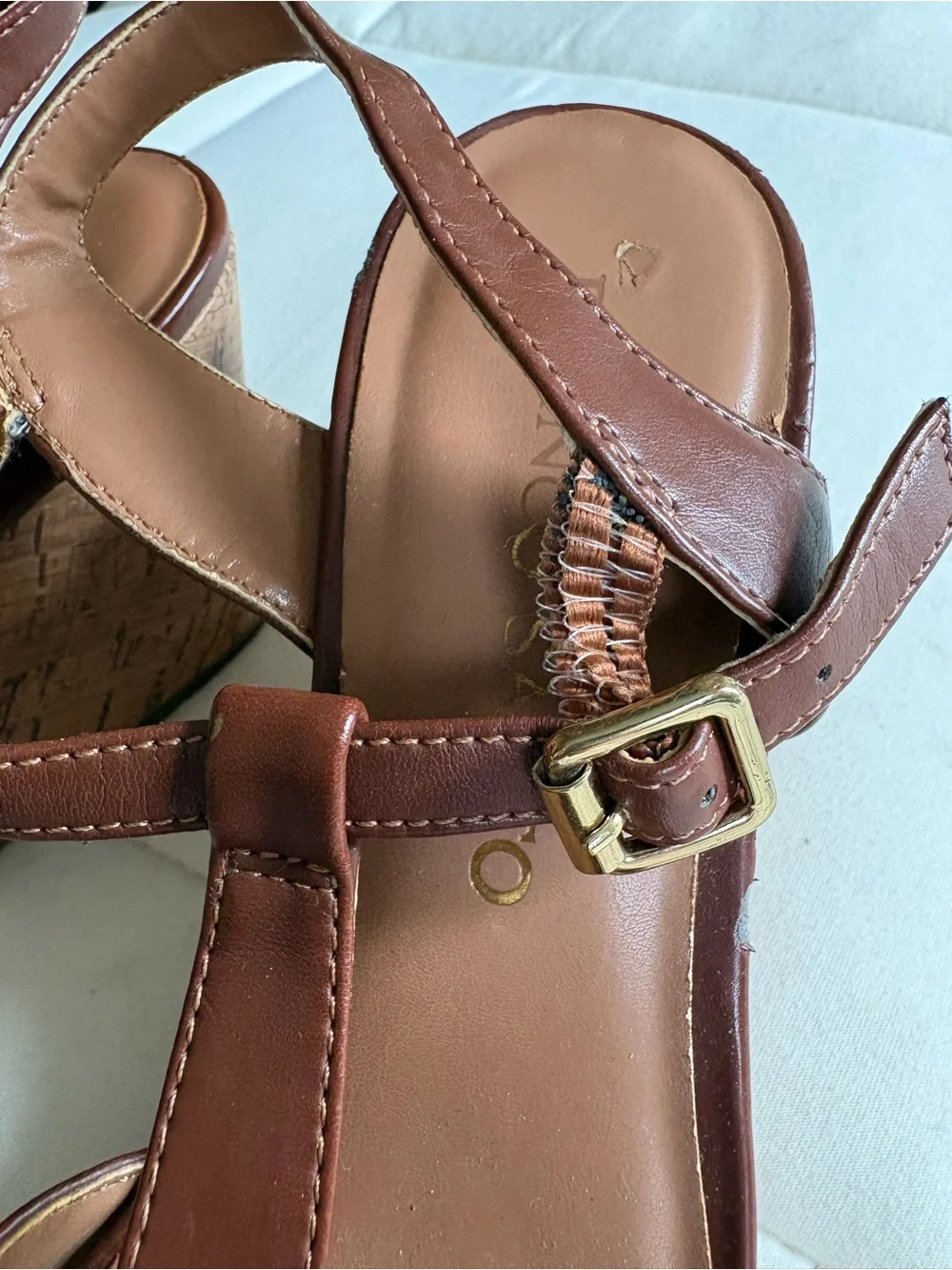 Franco Sarto Women's Brown Cork Wedge Sandals - Size 6